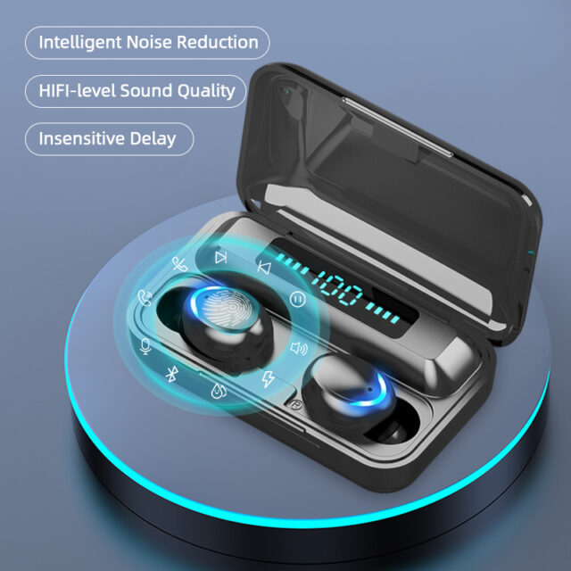 Auricolari Wireless F9 Bluetooth 5.0 TWS LED display auricolare binaurale cuffie impermeabili HD Calling CVC 8.0 riduzione del rumore
